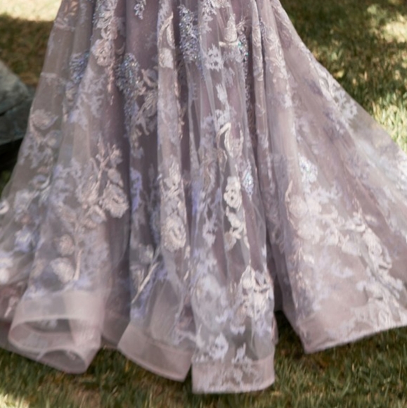 VIOLET OR Dusty rose MERMAID LACE FORMAL OFF SHOULDER MOTHER OF THE BRIDE DRESS - Picture 5 of 13